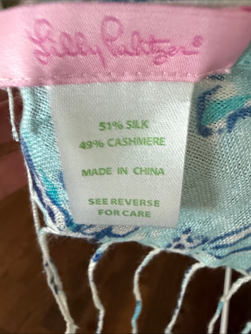 Lilly Pulitzer Pink-Trimmed Aqua & Navy Sea Print Scarf - Picture 2 of 2